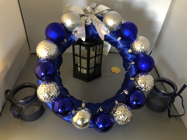 Royal Blue and Silver Christmas Wreath