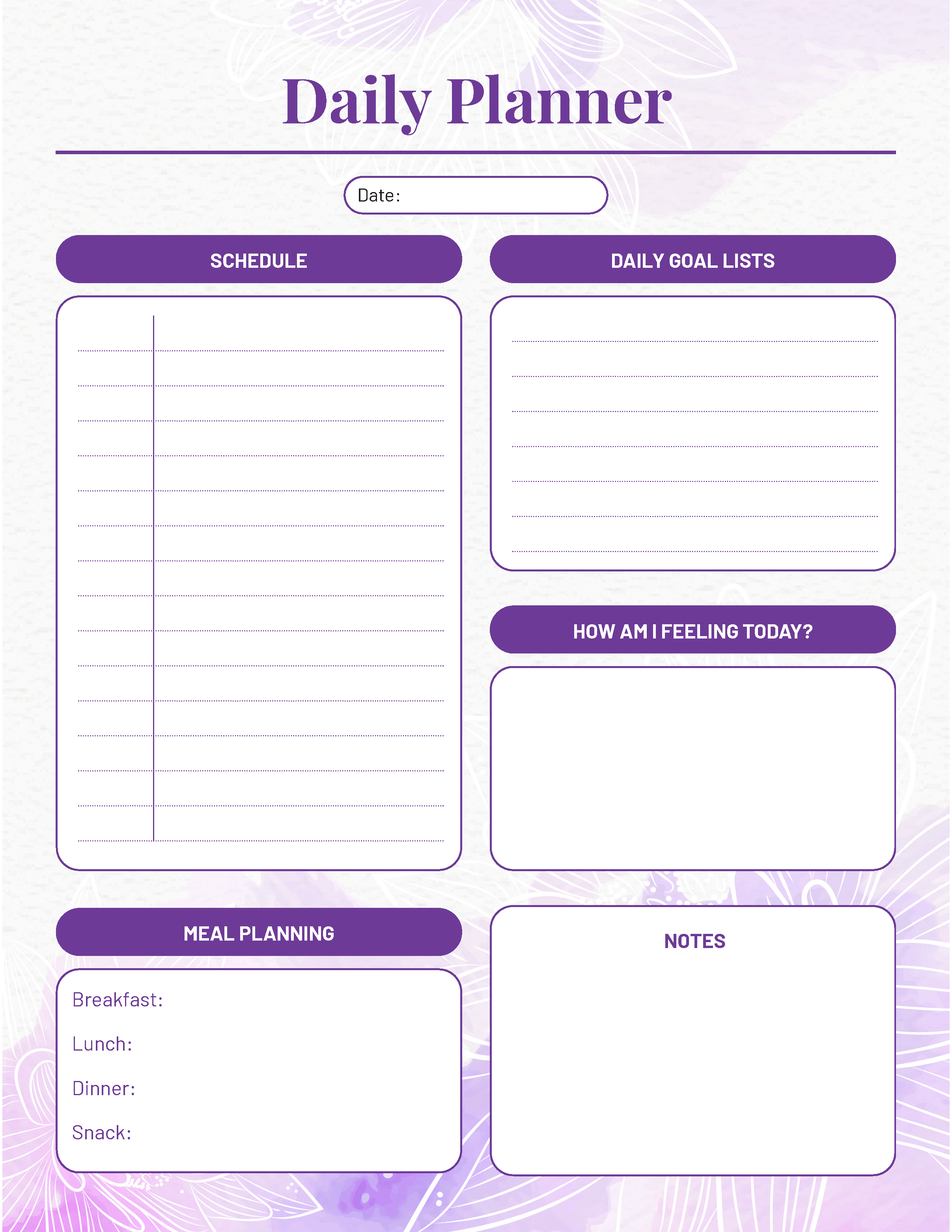 Printables purple planner